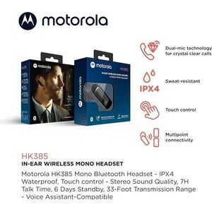 Motorola HK385 Bluetooth Wireless Headset in-Ear Mono Earpiece CVC Touch Control